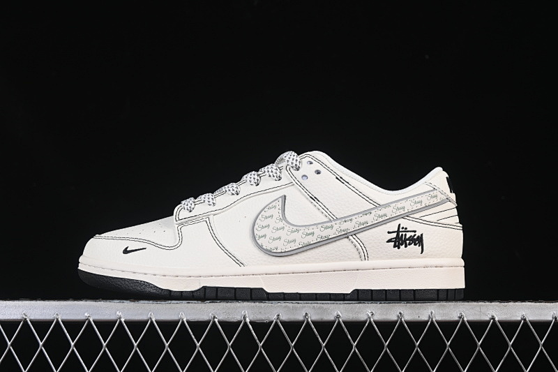 Nike DUNK LOW STUSSI CO BRANDED CASUAL SNEAKERS BEIGE/BLACK · HH7518-097, photo 1
