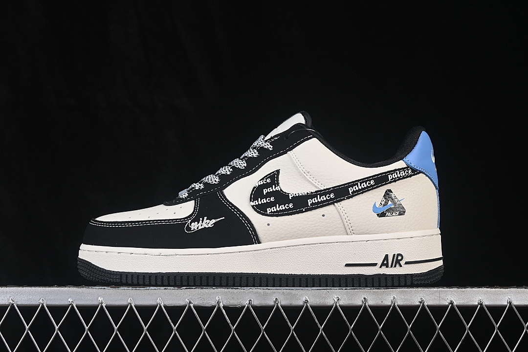 Nike [DW8806-005]-[AIR FORCE 1 07 LOW CASUAL SNEAKERS BEIGE/BLACK/BLUE]-[WOMAN:36-39.5]-[MAN:40-45] - Image 2