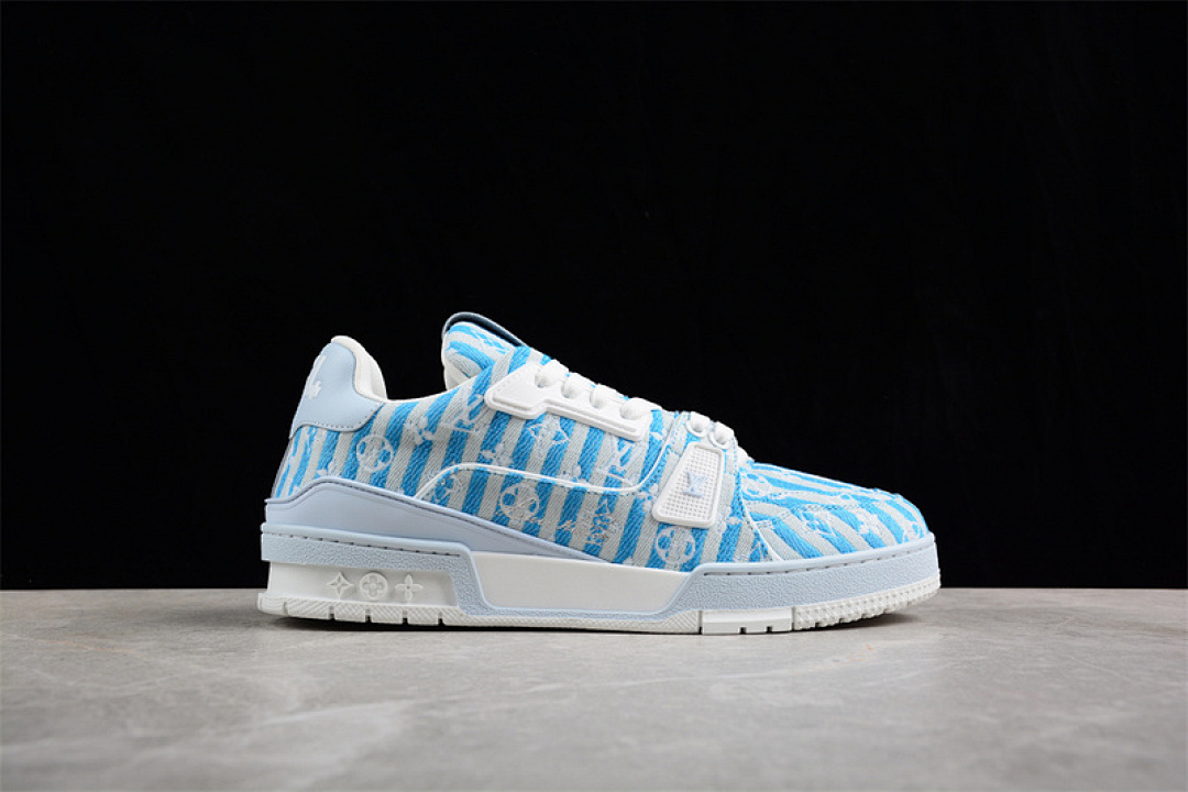 Louis Vuitton [L*V TRAINER SNEAKER LOW BASKETBALL SHOES WHITE/BLUE]-[MAN:38-45] - Image 15