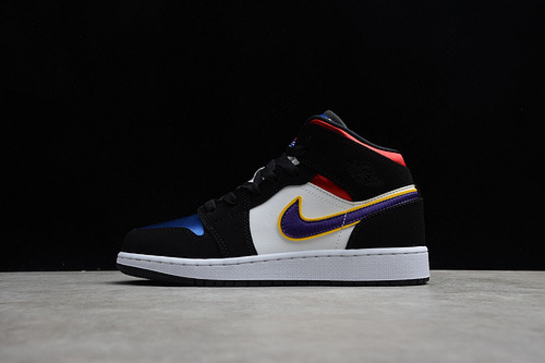 Jordan [BQ6931-005]-[AIR JORDAN 1 MID SE GS RIVALS BLACK/FIELD PURPLE/WHITE-GYM (RED]), photo 1