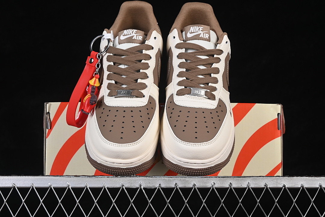 Nike [XD0028-017]-[AIR FORCE 1 07 LOW CASUAL SNEAKERS WHITE/BROWN]-[WOMAN:36-39]-[MAN:40-45] - Image 13