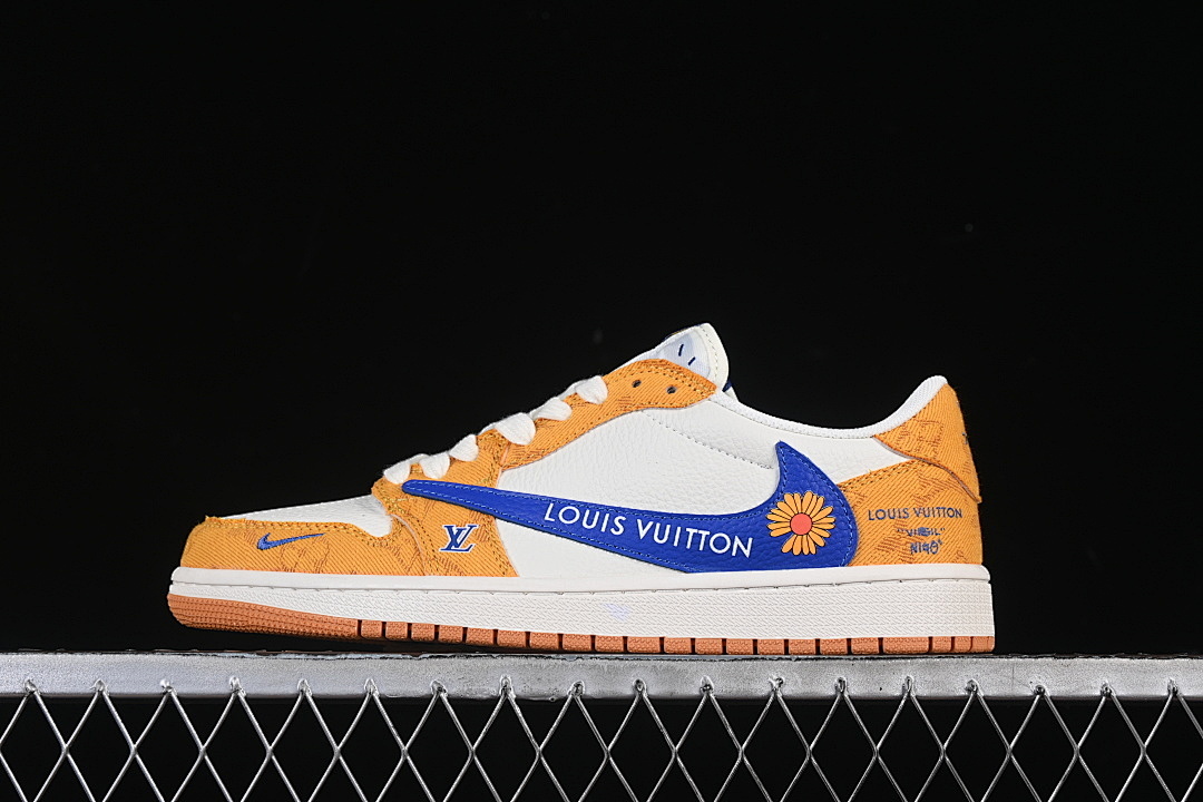 Jordan [DZ2688-001]-[AIR JORDAN 1 LOW AJ1 CASUAL SNEAKERS ORANGE/BLUE/WHITE]-[WOMAN:36-39]-[MAN:40-45], photo 1