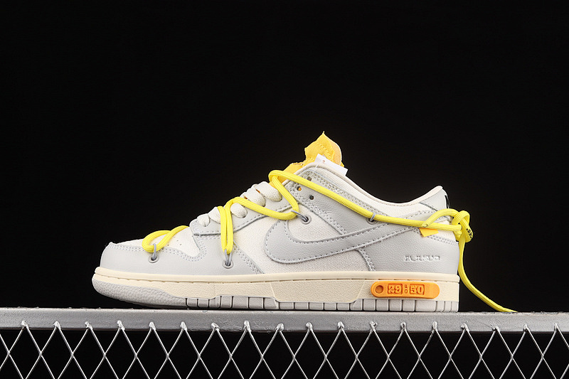 Nike OW X SB DUNK LOW LOT 29 OF 50 NEUTRAL GREY/OPTI YELLOW · DM1602-103, photo 1