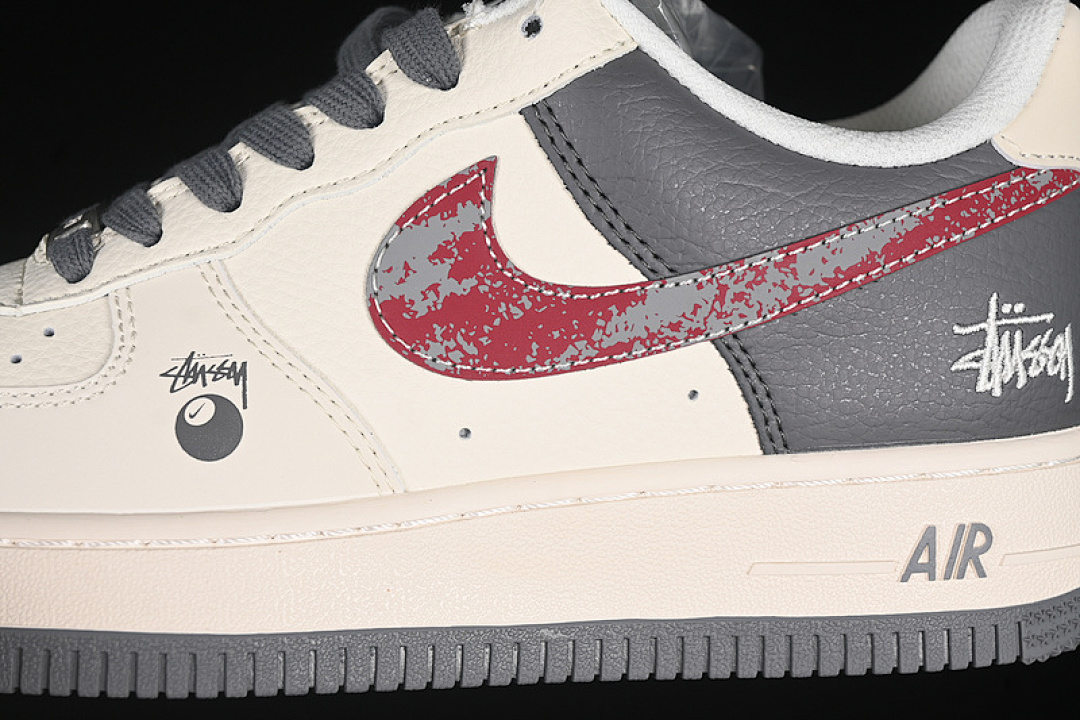 Nike [XS1958-573]-[AIR FORCE 1 07 LOW WHITE/GREY/RED]-[WOMAN:36-39]-[MAN:40-45] - Image 8