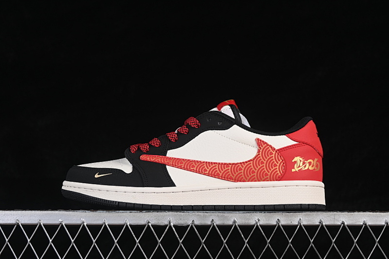 Jordan FRAGMENT DESIGN AIR Jordan 1 LOW OG SP BEIGE/BLACK/RED · QW5288-143, photo 1