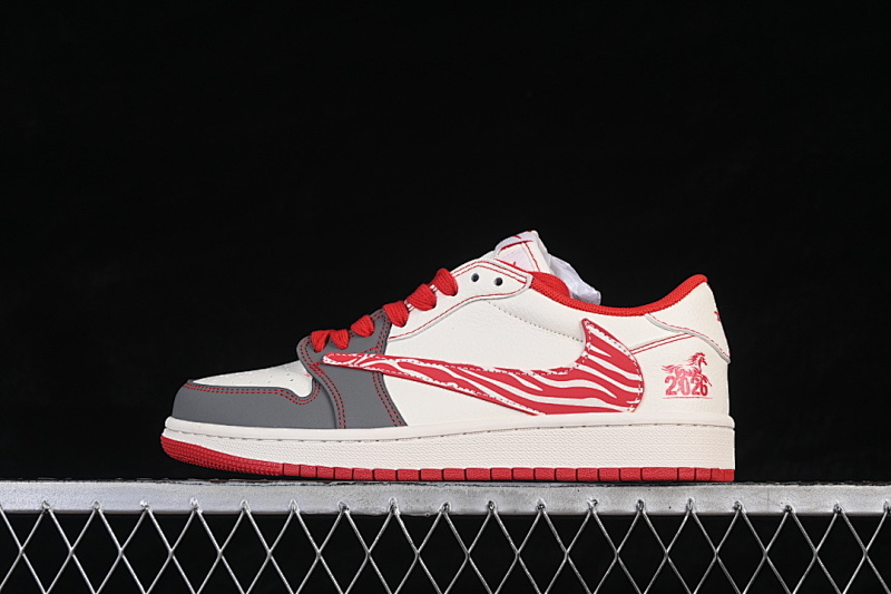Jordan AIR Jordan 1 LOW RETRO SHOES WHITE/GREY/RED · DX5688-004, photo 1