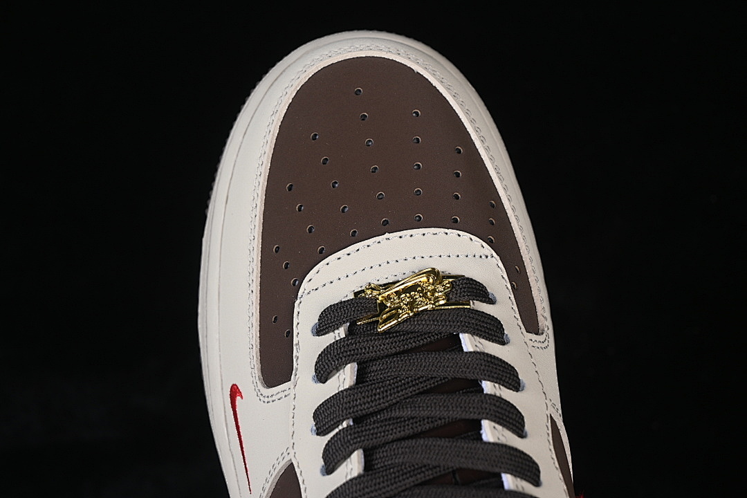 Nike [NH0601-517]-[AIR FORCE 1 07 LOW CASUAL SNEAKERS COFFEE/RED/BEIGE]-[WOMAN:36-39]-[MAN:40-45] - Image 9