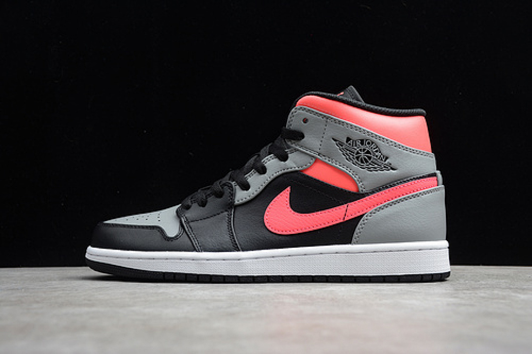 Jordan [554724-059]-[CJ AIR JORDAN 1 MID PINK SHADOW BLACK/HOT PUNCH-LIGHT SMOKE (GREY]), photo 1