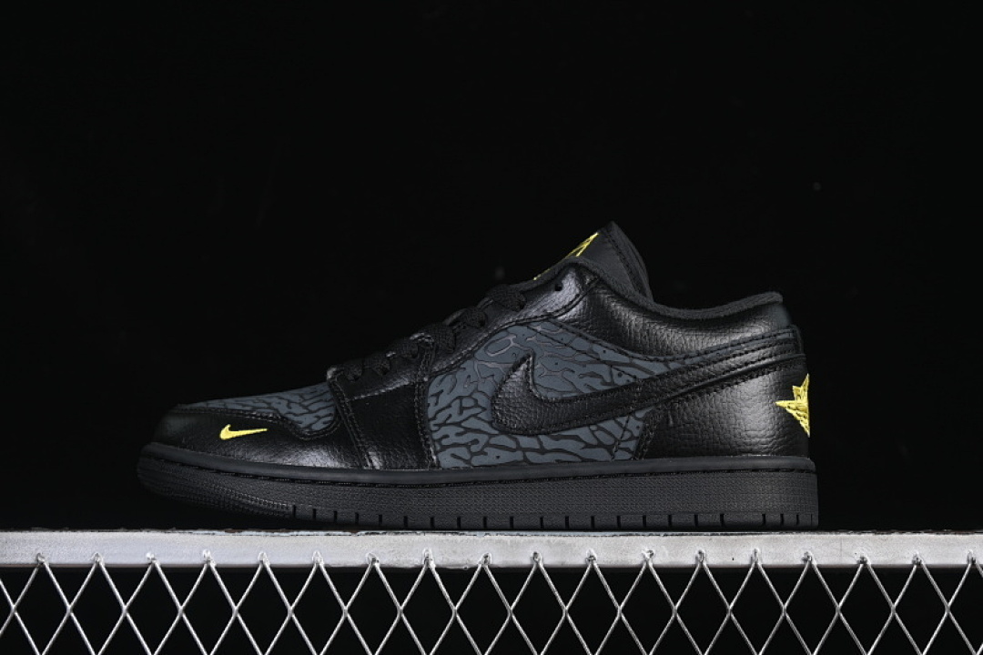 Jordan [IM6568-010]-[AIR JORDAN 1 LOW ELEPHANT AJ1 CASUAL SNEAKERS BLACK/YELLOW]-[MAN:40-46], photo 1