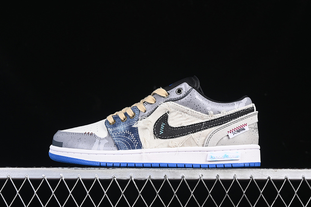 Jordan [553558-140]-[ID]-[AIR JORDAN 1 LOW WHITE/GREY/BLUE/BLACK]-[WOMAN:35.5-39]-[MAN:40-47.5], photo 1