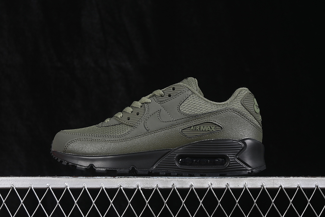 Nike AIR MAX 90 RETRO AIR CUSHIONED SHOES ARMY GREEN/BLACK · HQ3828-200, photo 1