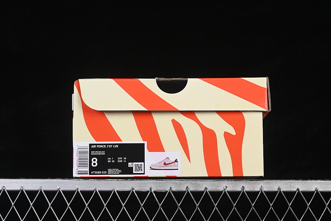 Nike [HT5088-629]-[AIR FORCE 1 07 LOW CASUAL SNEAKERS GREY/RED/BLACK]-[WOMAN:36-39]-[MAN:40-45] - Image 12