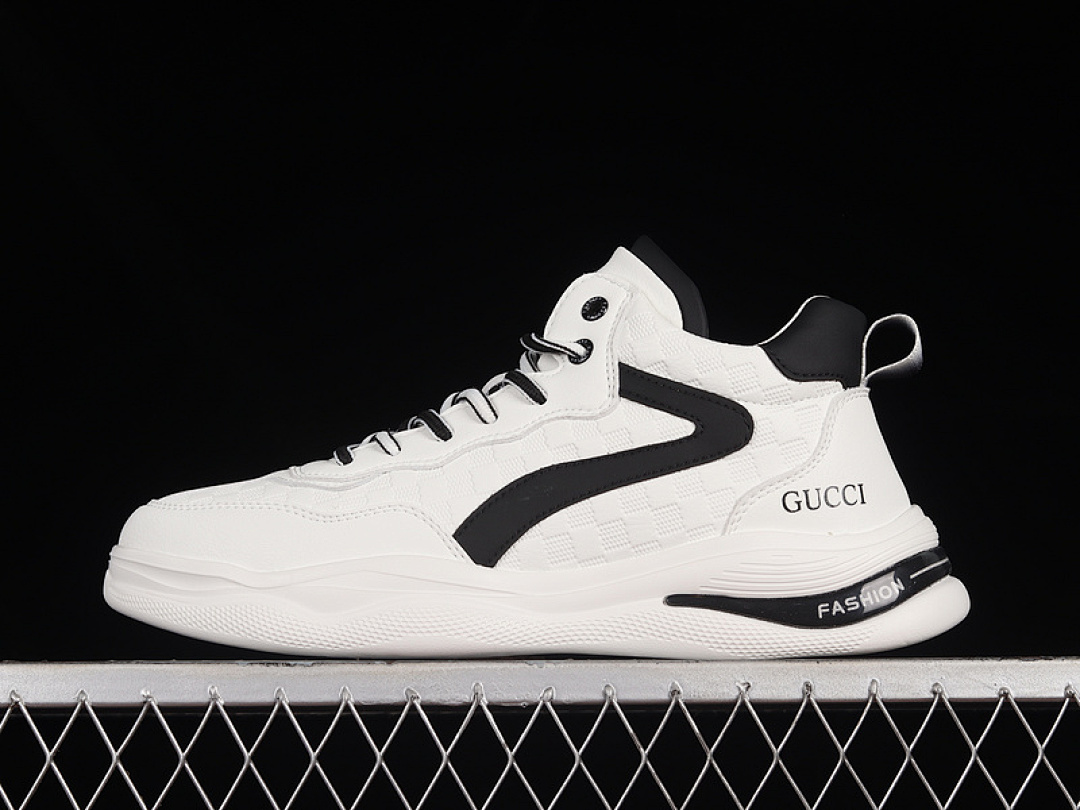 Unbranded [9Y9209666]-[GU*CCI MID-TOP CASUAL SHOES WHITE/WHITE/BLACK]-[MAN:39-44], photo 1