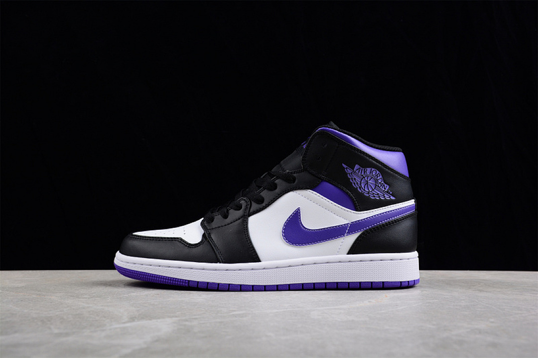 Jordan [554724-095]-[AIR JORDAN 1 MID WHITE/BLACK/COURT PURPLE]-[WOMAN:36-39]-[MAN:40-46], photo 1