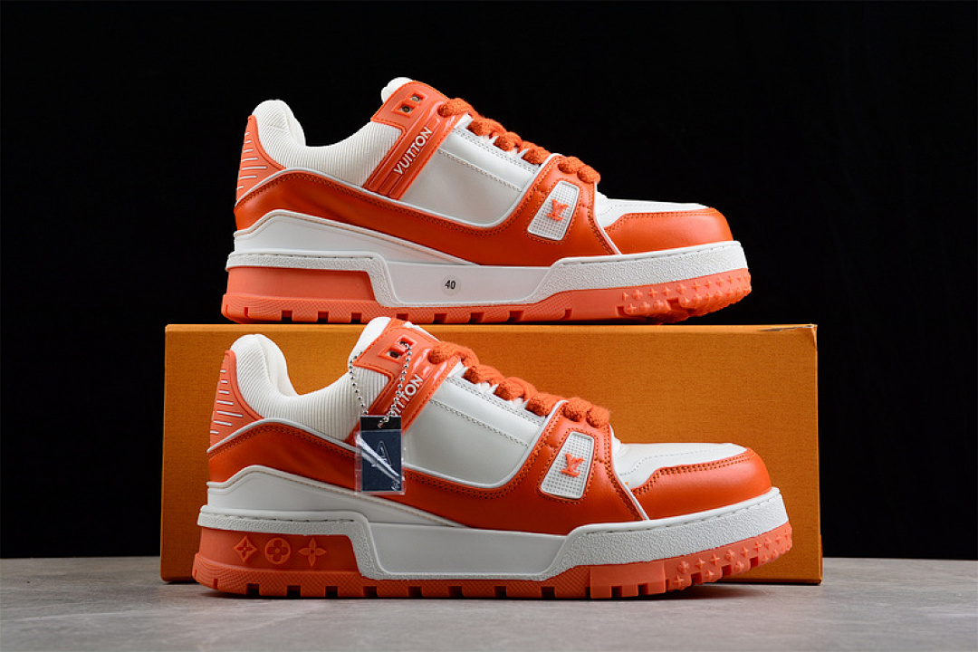 Louis Vuitton [L*V TRAINER SNEAKERS WHITE/WHITE/ORANGE]-[WOMAN:35-40]-[MAN:39-45] - Image 17
