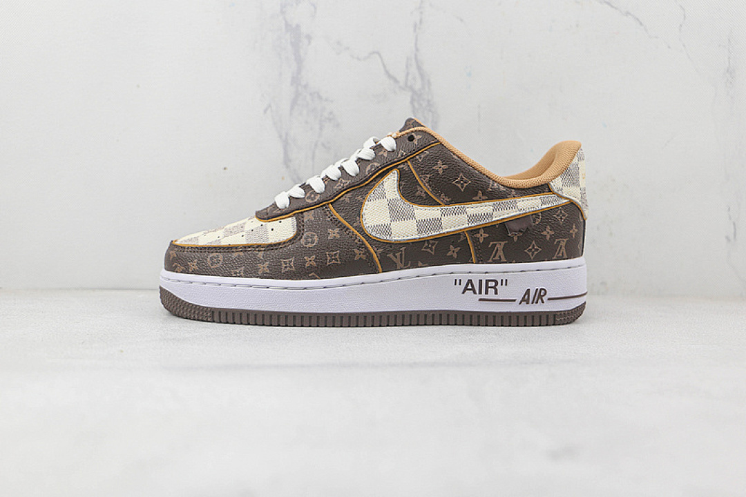 Nike Nike [L*V X OW AIR FORCE 1 LOW 07 DARK BROWN/GREY/BEIGE]-[WOMAN:36-39]-[MAN:40-46], photo 1