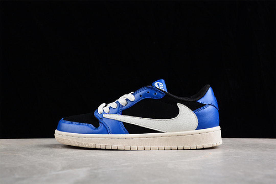 Jordan [DM7866-225]-[FRAGMENT X TRAVIS SCOTT AIR JORDAN 1 LOW WHITE/BLACK/BLUE]-[UNSIZE:36-46], photo 1