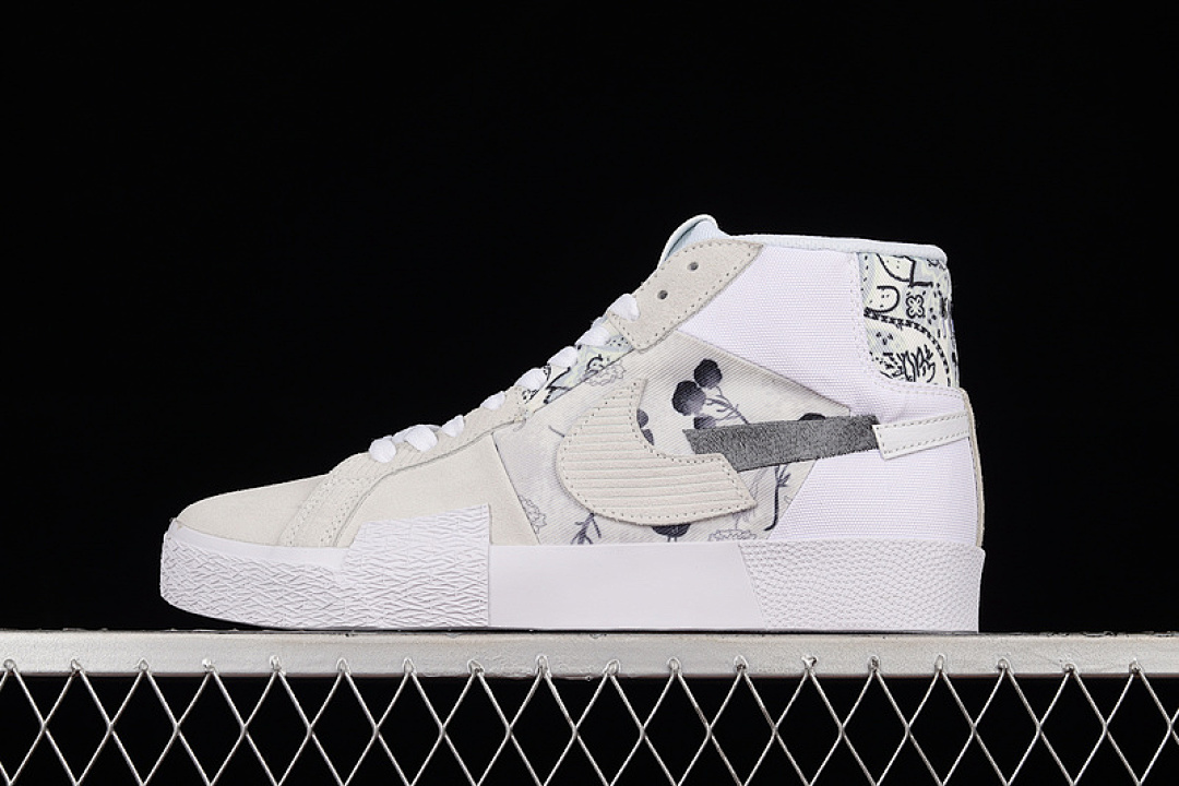 Unbranded [DM0859-100]-[ZOOM BLAZER MID PREMIUM SB PAISLEY PACK FLORAL WHITE/PURE PLATINUM/SMOKE (GREY]), photo 1