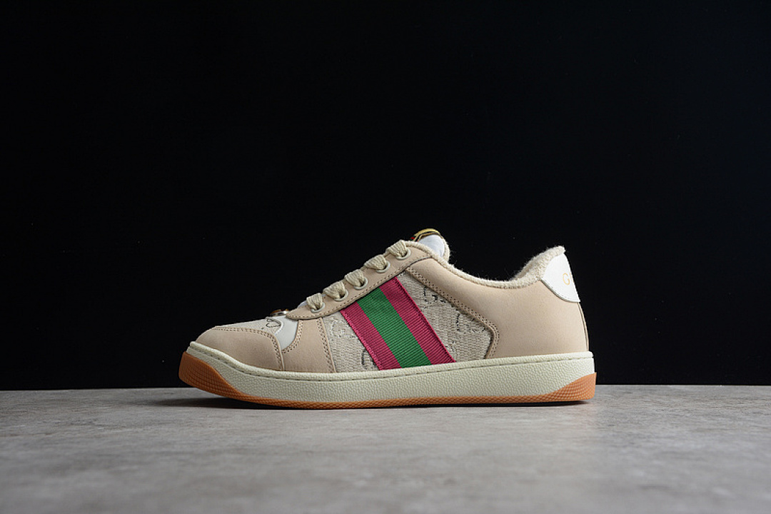 Gucci Gucci [ DISTRESSED SCREENER SNEAKERS KHAKI/GREEN/RED]-[WOMAN:35-40], photo 1