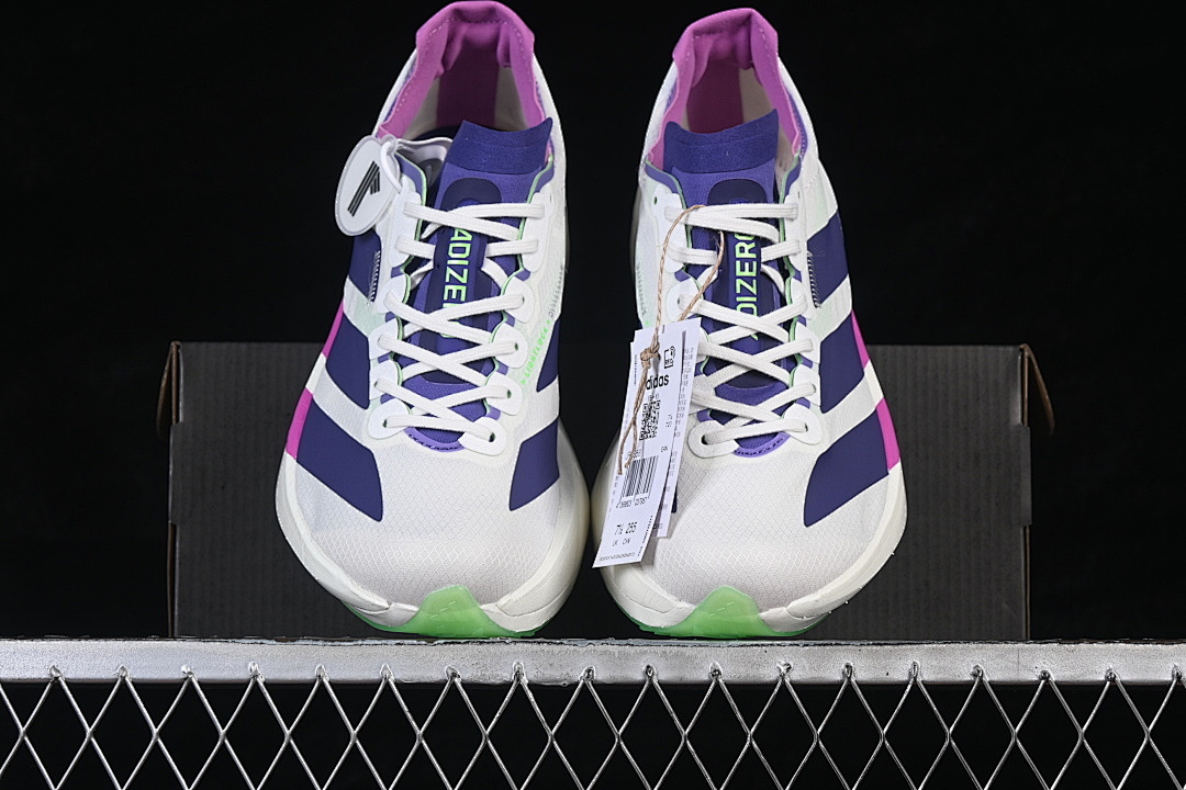 Adidas [JR1656]-[ADIZERO ADIOS PRO 4 CORE WHITE/COLLEGIATE PURPLE/LIME BURST]-[WOMAN:39]-[MAN:40-46] - Image 13