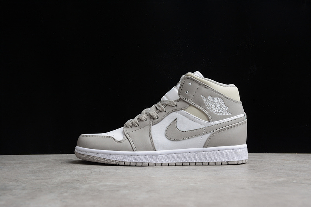 Jordan AIR Jordan 1 MID LINEN COLLEGE GREY/LIGHT BONE/WHITE · 554724-082, photo 1