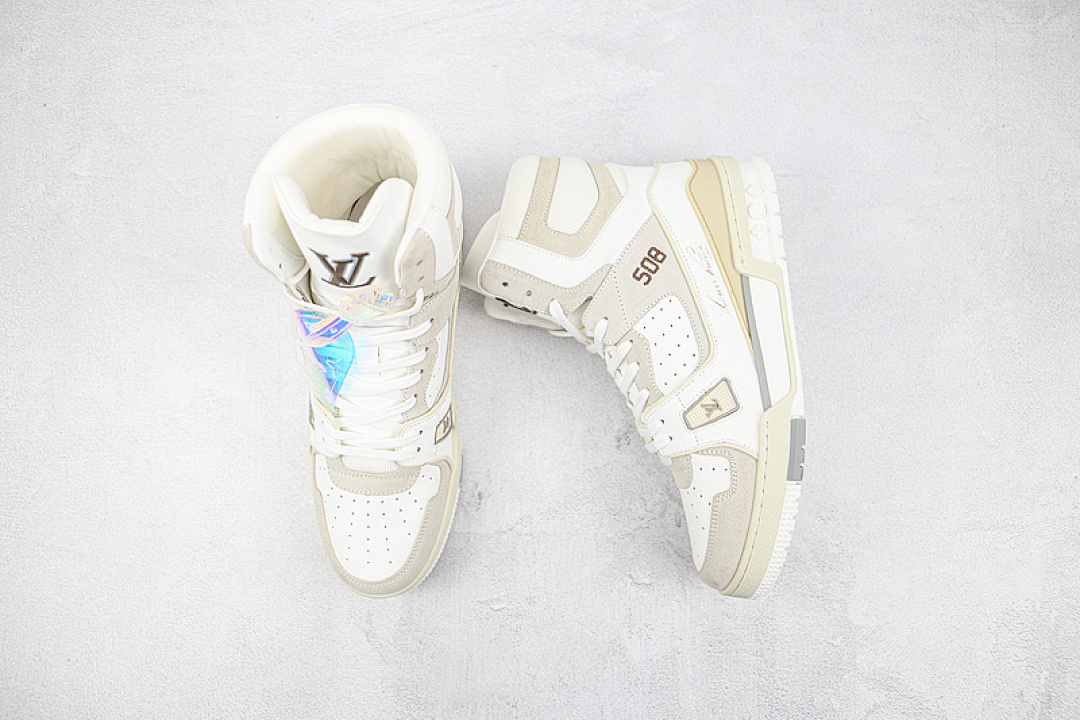 Louis Vuitton [L*V 2021 HIGH TRAINER WHITE/WHITE/LIGHT GREY]-[MAN:39-45] - Image 4