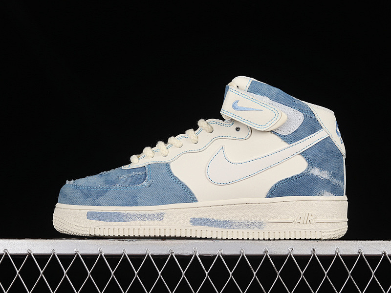 Nike Nike AIR FORCE 1 MID 07 BROKEN SILK DENIM BLUE/WHITE/BEIGE · CW1888-622, photo 1