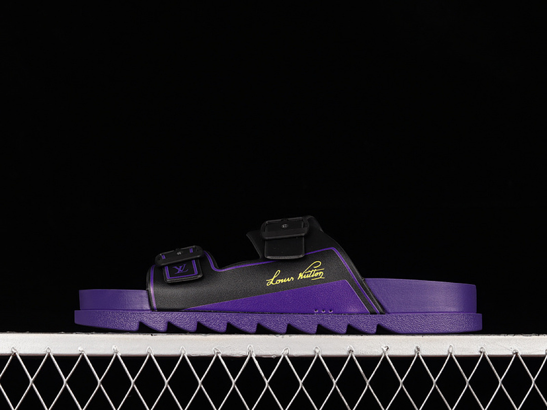 Louis Vuitton [L*V TREND CLASSIC SLIPPERS BLACK/BLACK/PURPLE]-[WOMAN:35-39]-[MAN:40-45] - Image 11
