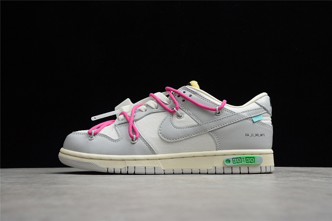Purple Nike OW X SB DUNK LOW LOT 30 OF 50 SAIL/NEUTRAL GREY/PURPLE · DM1602-122, photo 1