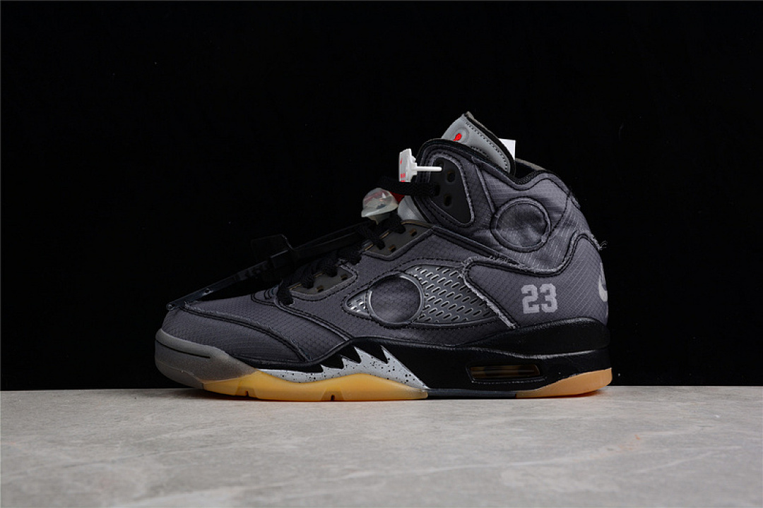 Off-White OW X AIR Jordan 5 RETRO SP MUSLIN BLACK/FIRE RED/MUSLIN · CT8480-001, photo 1