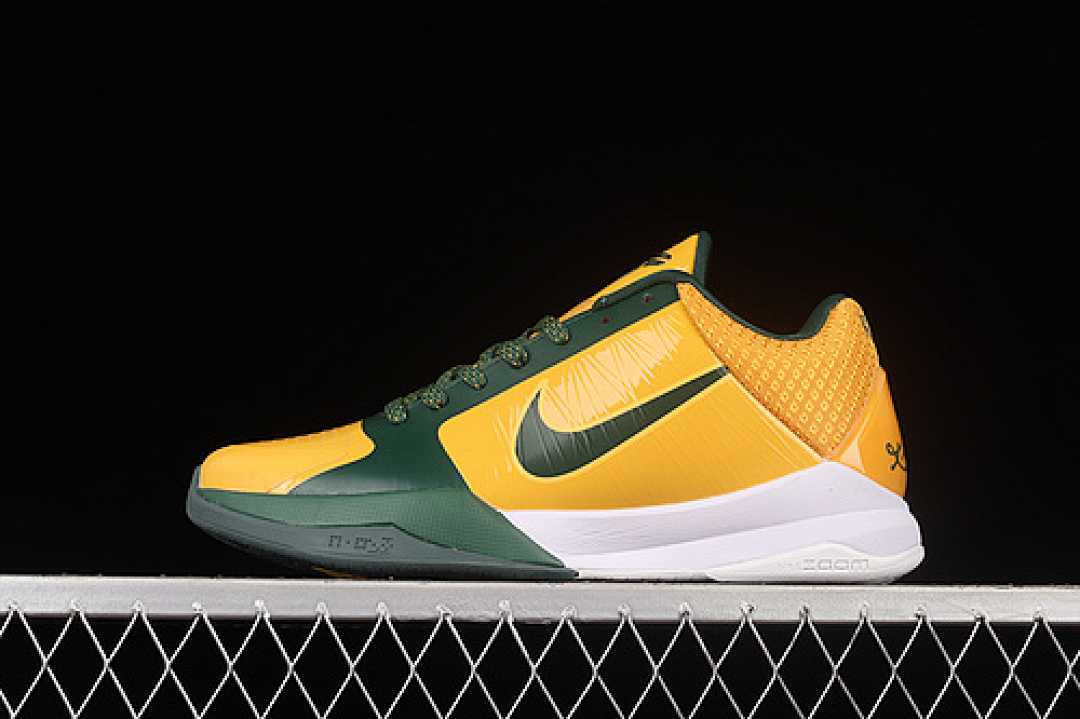 Nike [386429-700]-[ZOOM KOBE 5 RICE AWAY VARSITY MAIZE/DEEP FOREST-WHITE]-[MAN:39-46] - Image 2