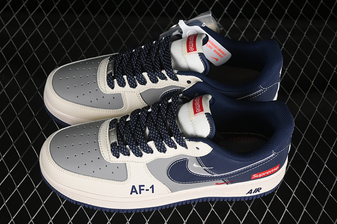 Nike [HH7518-054]-[AIR FORCE 1 07 LOW SUPREME WHITE/GREY/BLUE]-[WOMAN:36-39]-[MAN:40-45] - Image 11