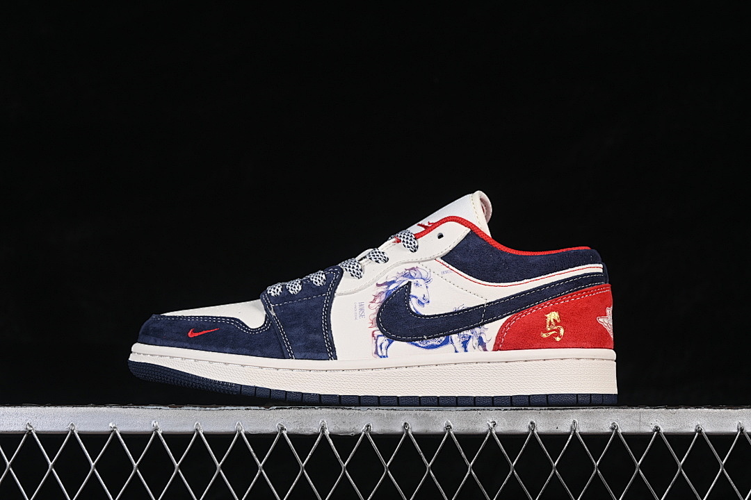 Jordan [JY6988-135]-[AIR JORDAN 1 LOW RETRO SHOES WHITE/NAVY BLUE/RED]-[WOMAN:36-39]-[MAN:40-45], photo 1