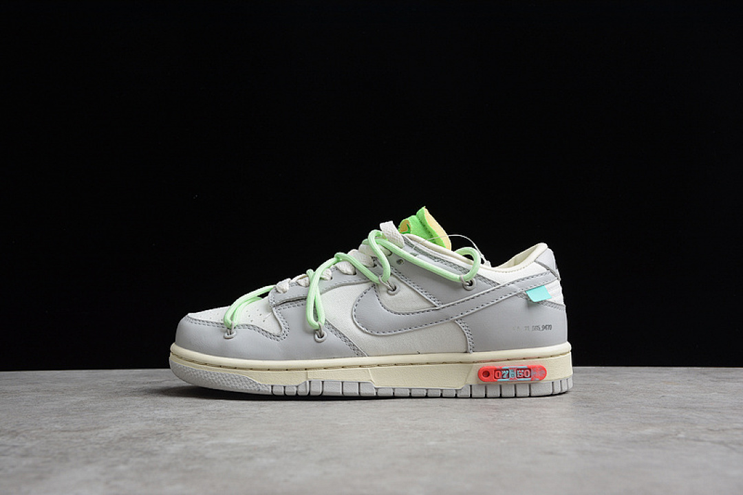 Off-White [DM1602-108]-[OW X SB DUNK LOW LOT 07 OF 50 SAIL/NEUTRAL GREY/VAPOR GREEN]-[UNSIEX:36-45], photo 1
