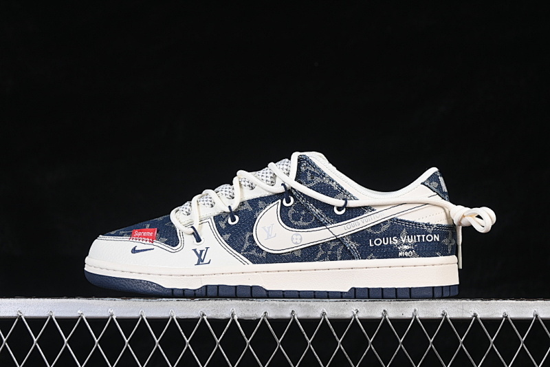 Nike DUNK LOW CASUAL SNEAKERS NAVY BLUE/WHITE/RED · YX5066-397, photo 1