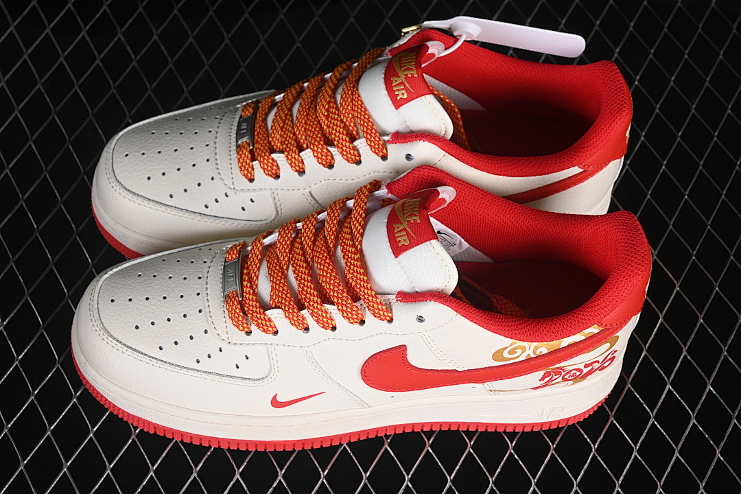 Nike [QW5288-125]-[AIR FORCE 1 07 LOW CASUAL SNEAKERS WHITE/RED/GOLD]-[WOMAN:36-39]-[MAN:40-45] - Image 11