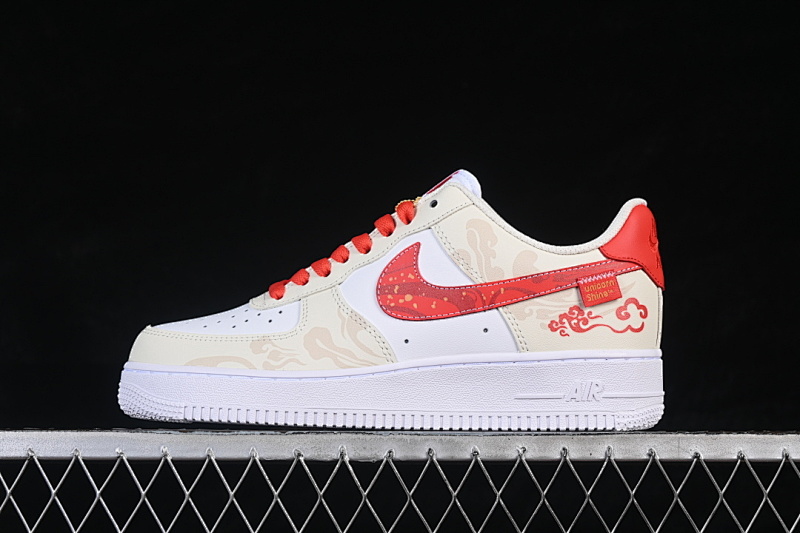 Nike Nike AIR FORCE 1 07 LOW CASUAL SNEAKERS WHITE/BEIGE/RED · ZH0316-169, photo 1