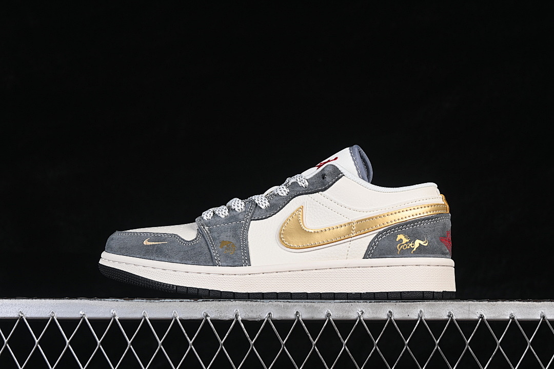 Jordan [JP2026-125]-[AIR JORDAN 1 LOW RETRO SHOES WHITE/GREY/GOLD]-[WOMAN:36-39]-[MAN:40-45], photo 1