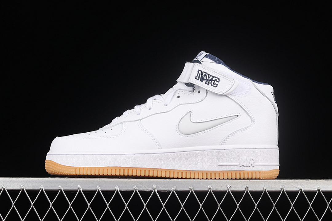 Nike [DH5622-100]-[AIR FORCE 1 MID JEWEL QS NYC YANKEES WHITE/MIDNIGHT NAVY/GUM (YELLOW]), photo 1