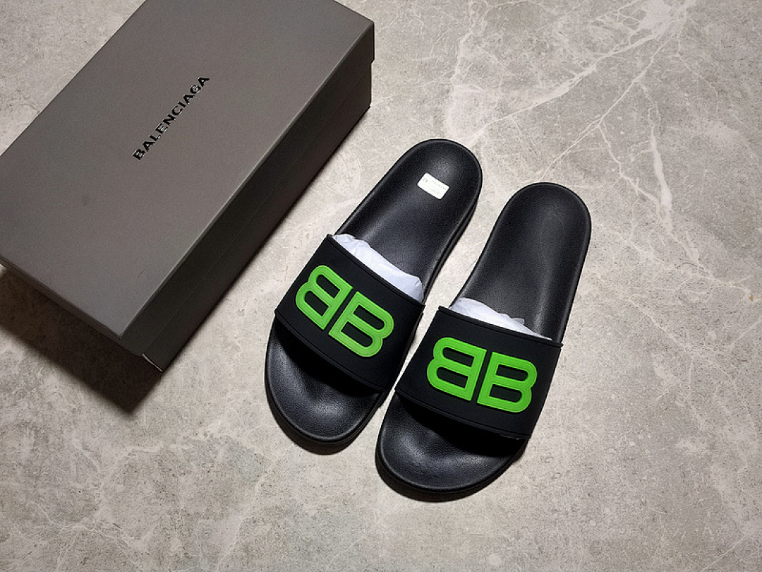 Balenciaga [BA*LEN*CIAGA LOGO POOL SIDES BLACK/BLACK/GREEN]-[WOMAN:35-39]-[MAN:40-45] - Image 8