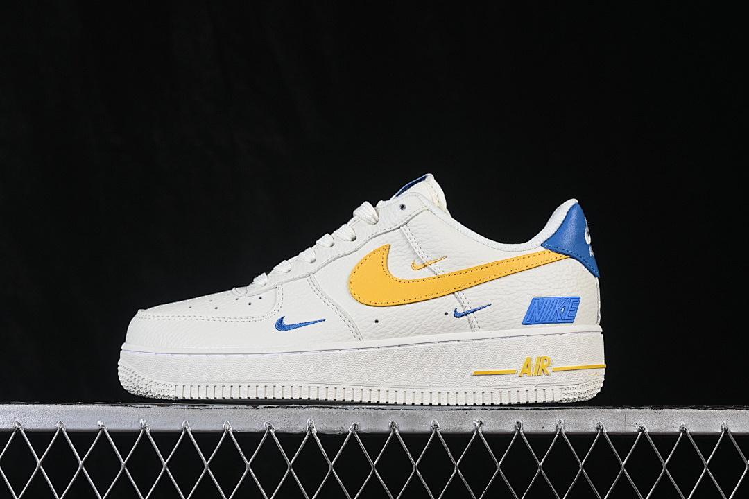Nike [FZ1151-100]-[AIR FORCE 1 07 LOW CASUAL SNEAKERS WHITE/YELLOW/BLUE]-[WOMAN:36-39]-[MAN:40-45] - Image 2