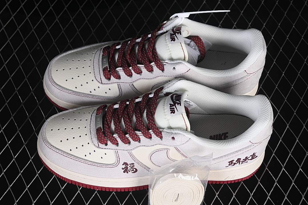 Nike [FC1688-261]-[AIR FORCE 1 07 LOW CASUAL SNEAKERS WHITE/WINE RED]-[WOMAN:36-39]-[MAN:40-45] - Image 11