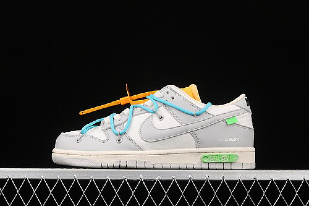 Off-White [DM1602-115]-[OFF-WHITE X DUNK LOW 'LOT 02 OF 50' SAIL/NEUTRAL GREY/BLUE FURY]-[UNISEX:36-47.5], photo 1