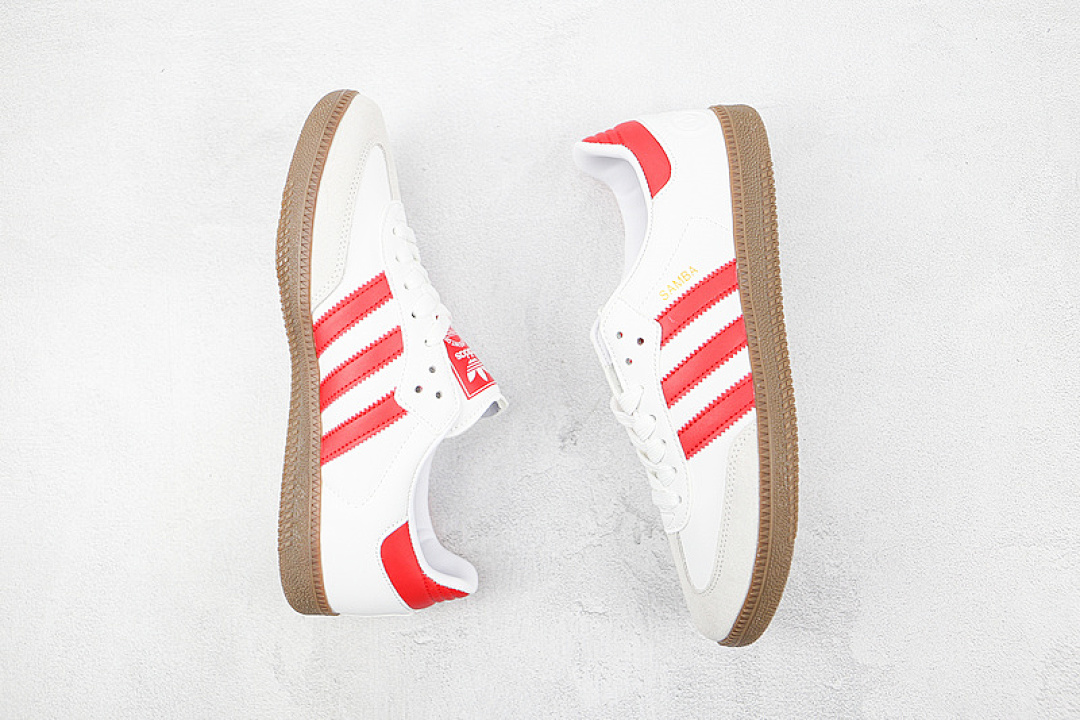 Adidas [B44628]-[SAMBA VEGAN OG SHOES FOOTWEAR WHITE/SCARLET/GUM]-[MAN:39-45] - Image 2
