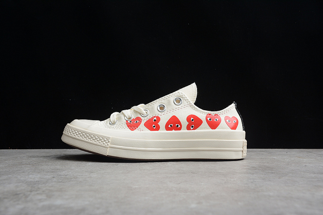 Converse Converse COMME DES GARÇONS PLAY X CHUCK TAYLOR 70S LOW TOP MULTI HEART WHITE/RED · 162975C, photo 1