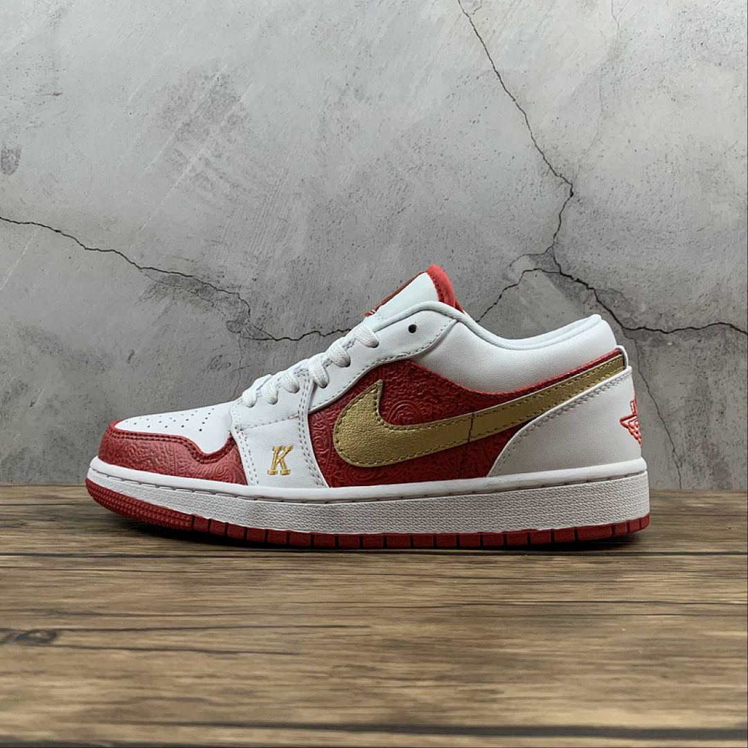 Jordan [DJ5185-100]-[AIR JORDAN 1 LOW SE SPADES WHITE/UNIVERSITY RED/METALLIC GOLD]-[UNISEX:36-46], photo 1