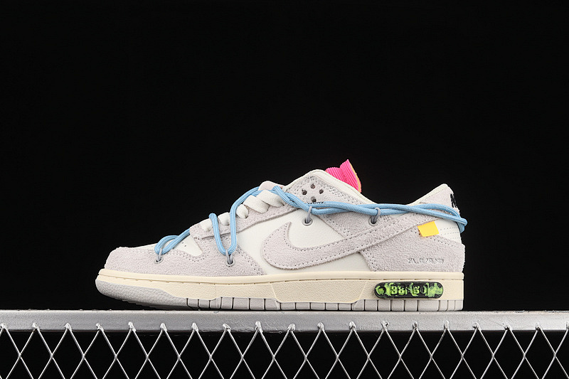 Nike OW X SB DUNK LOW LOT 38 OF 50 SAIL/NEUTRAL GREY/PSYCHIC BLUE · DJ0950-113, photo 1