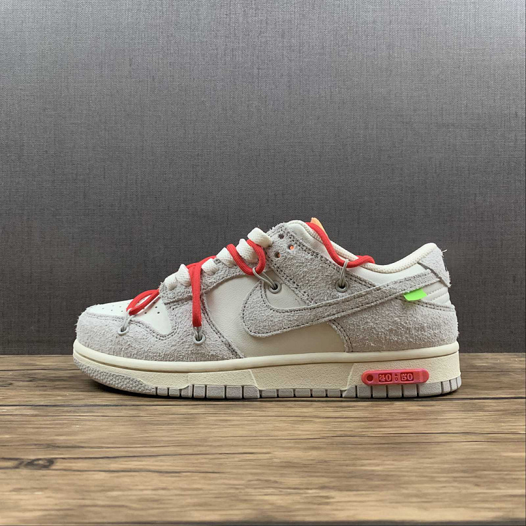 Off-White [DJ0950-103]-[OW X SB DUNK LOW LOT 40 OF 50 SAIL/NEUTRAL GREY/GLOBAL RED]-[UNSIEX:36-45], photo 1