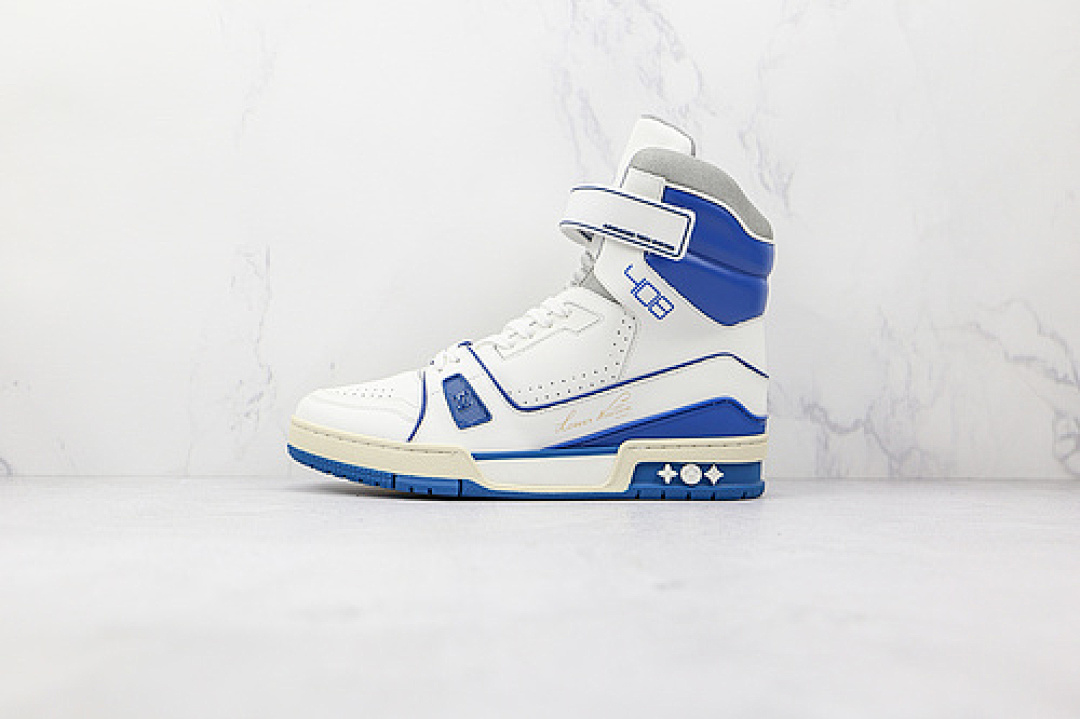 Louis Vuitton [L*V 2021 HIGH TRAINER WHITE/WHITE/DARK BLUE]-[MAN:39-45], photo 1