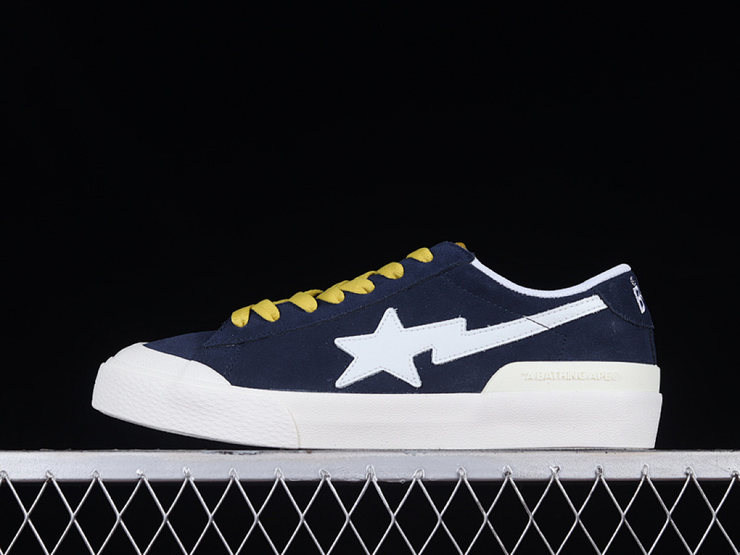 Bape [M191013]-[A BATHING APE MAD STA SNEAKERS NAVY BLUE/WHITE/YELLOW]-[WOMAN:36-39]-[MAN:40-45], photo 1